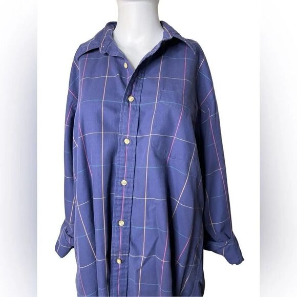 Cambridge Classics Mervyn's Plaid Button Down Shirt Blue Size 16.5 Neck - Picture 3 of 5